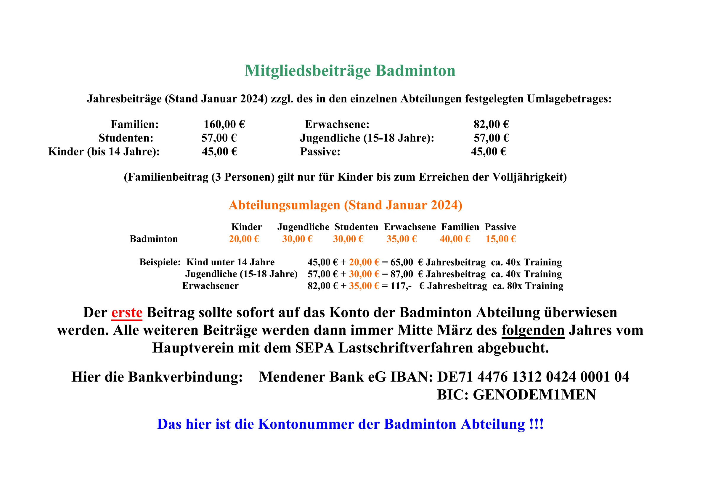 Mitgliedsbeiträge Badminton2024